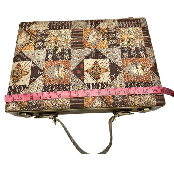 Vintage Patchwork Tapestry Briefcase With Handle Key Lock Keys Included 17x12x3 - Picture 12 of 14